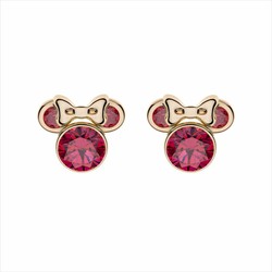 Boucles d'oreilles Disney en or 9 carats 9K0024P Minnie Zircons rouges