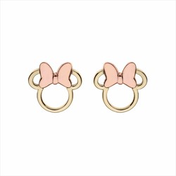 Pendientes Disney Oro 9kts Bicolor Rosa 9K0005P Minnie Mouse