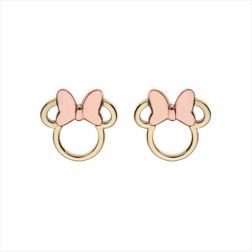 Pendientes Disney Oro 9kts Bicolor Rosa 9K0005P Minnie Mouse