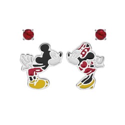 Pendientes Disney Plata AG0004P Mickey&Minnie Piedra Roja