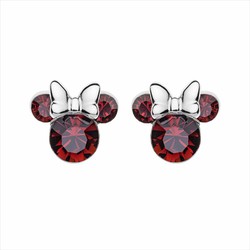 Pendientes Disney Plata AG0018P Minnie Piedras Rojo Carmesí