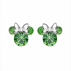 Brincos de Prata Disney AG0025P Minnie Pedras Verdes