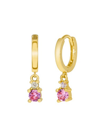 Γυναικεία σκουλαρίκια Marea Ασημί ροζ ζιργκόν 18κτ χρυσό D02001 / BA Gold