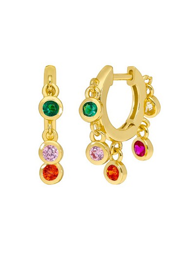 Marea Woman Silver Earrings Multicolor Sketched Zirconia 18kts Gold D02001 / BF Gold