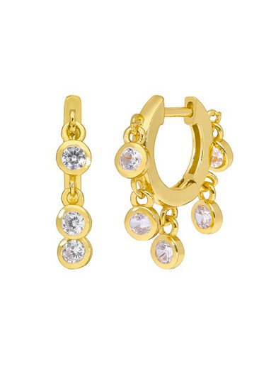 Marea Woman Silver Earrings Bocelado Zircons 18kts Gold D02001 / BE Gold