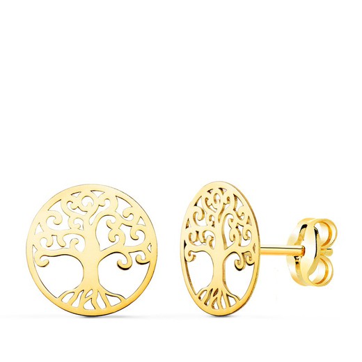 Durchbrochene Ohrringe „Baum des Lebens“ aus 18-karätigem Gold, 10 mm Druckverschluss 21320