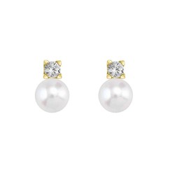 Pendientes Oro 18kts Argyor MRM 10mm (18)75A0103P-10mm Diamantes Perlas