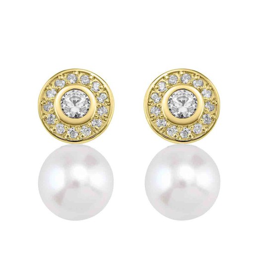 Pendientes Oro 18kts Argyor MRM 10mm (18)75A0104P-10mm Diamantes Perlas