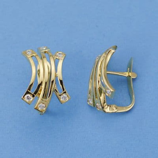 Ohrringe aus 18-karätigem Gold mit Zirkon-Bändern, 16 x 11 mm, 15490