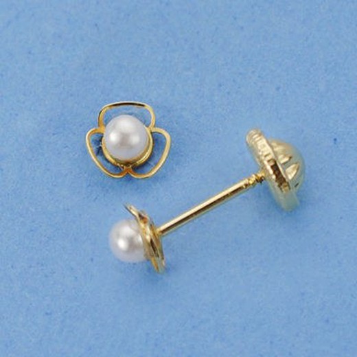 Σκουλαρίκια 18kt Gold Bebe Pearl Clover 15956