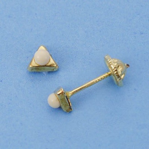 Orecchini a triangolo in oro 18k con perle per bambini 15254-P