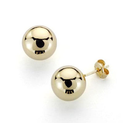 18kt Gold Earrings 10mm Smooth Ball Pressure Closure 0475