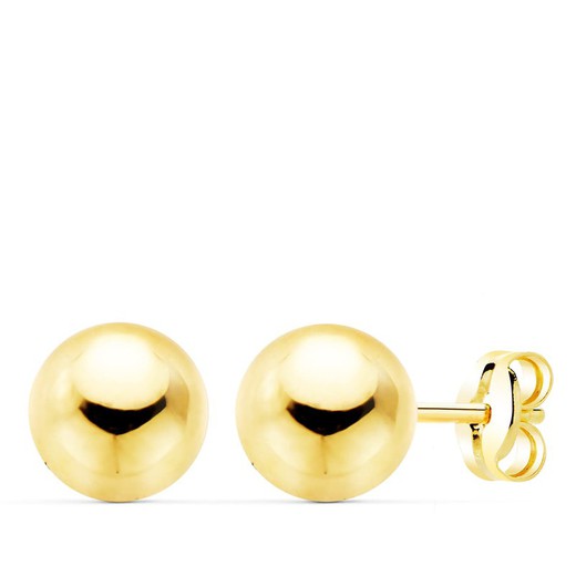18kt Gold Earrings 7mm Smooth Ball Pressure Closure 0474
