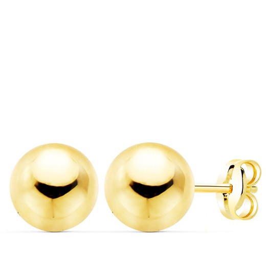 18kt Gold Earrings 8mm Smooth Ball Pressure Closure 0622