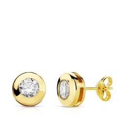 Pendientes Oro 18kts Chaton 7mm Circonita 18727