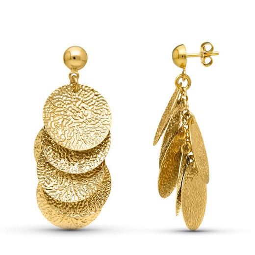 18kt Gold Earrings Carved Circles 19000125