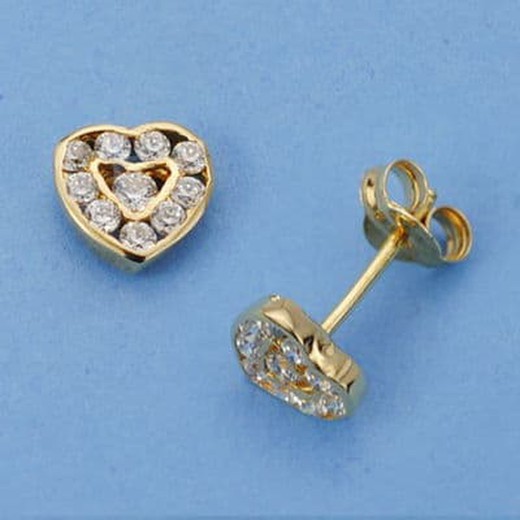 18kt Gold Heart Earrings 7X7mm 8781