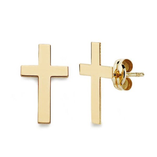 18kts Gold Cross Earrings 12X7mm 18636