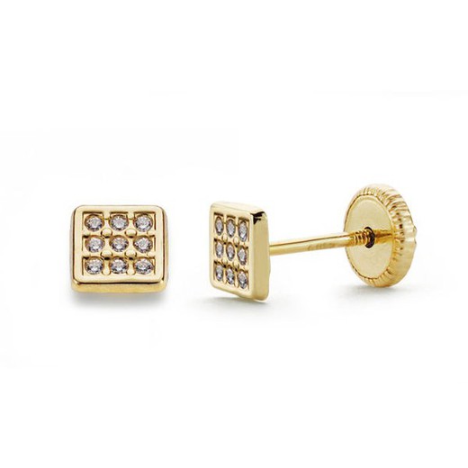 18kts Gold Square Earrings 18649