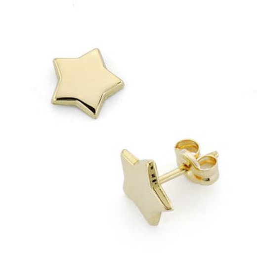 18kt Gold Star Earrings 8mm Pressure Closure 18395