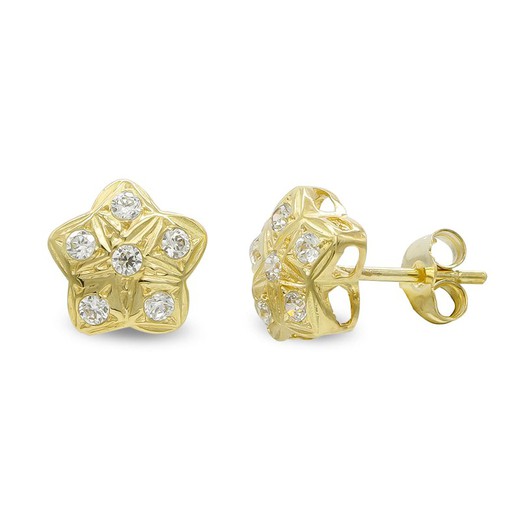 Boucles d'oreilles en or 18 carats avec zircons étoiles 3627-1