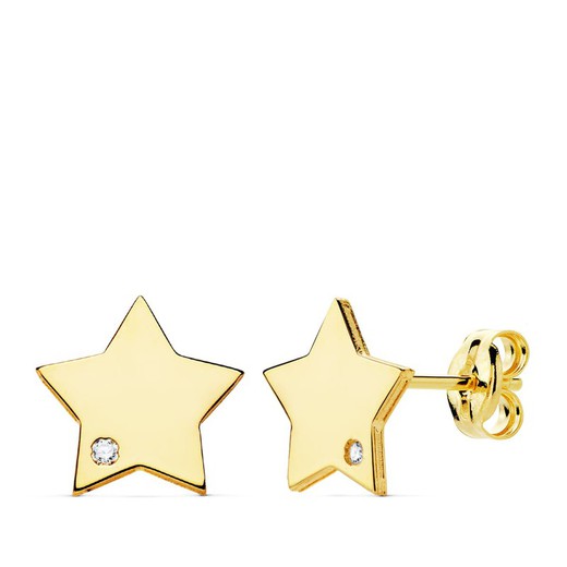 Boucles d'oreilles en or 18 carats avec zircons étoiles 8x8 mm 21030