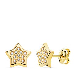 Pendientes Oro 18kts Estrella Circonitas 9X9mm 21013