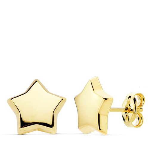 18kt Gold Earrings Smooth Star 10X10mm 18876