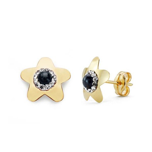 18kt Gold Earrings Star Sapphire 10X10mm 18678-ZA