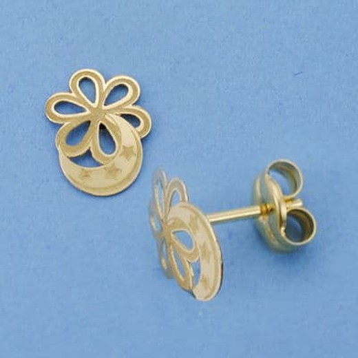 Blumen-Mond-Ohrringe aus 18-karätigem Gold, 9 x 7 mm, 15315