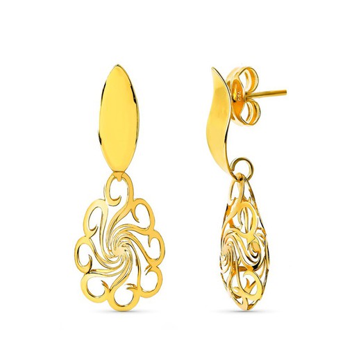 18kt Gold Earrings Oval Flower 15515
