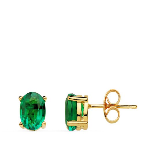Χρυσά σκουλαρίκια 18 καρατίων Emerald Claws 7X5mm "1.58Qts" 18967-ES