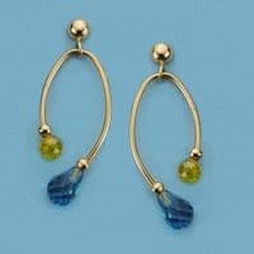 Long 18kt Gold Earrings with Stones Pressure Closure 15332
