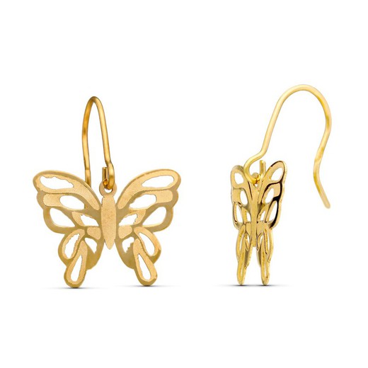 18kt Gold Laser Matte Butterfly Earrings 15471