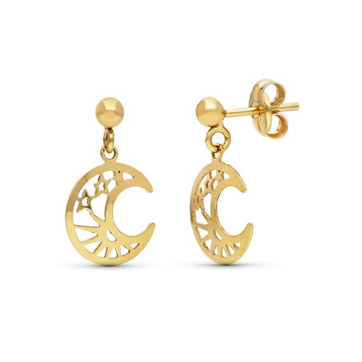 18kt Gold Moon Ball Earrings with Pressure Closure 18334