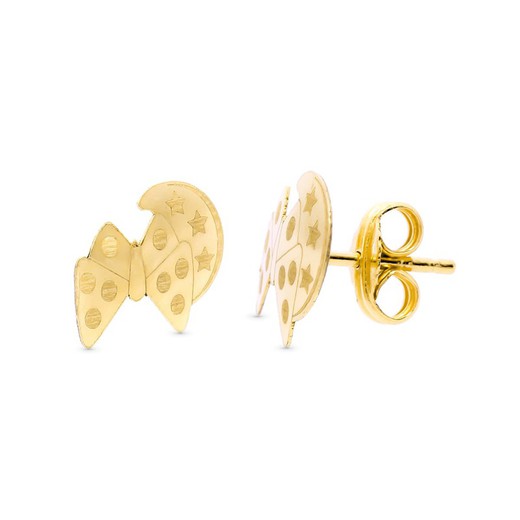 Ohrringe aus 18-karätigem Gold, Schmetterlingsmond, 9 x 8 mm, Druckverschluss 15310