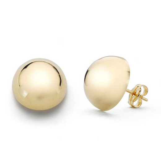 18kt Gold Earrings Half Smooth Ball 12mm Pressure Closure 18525