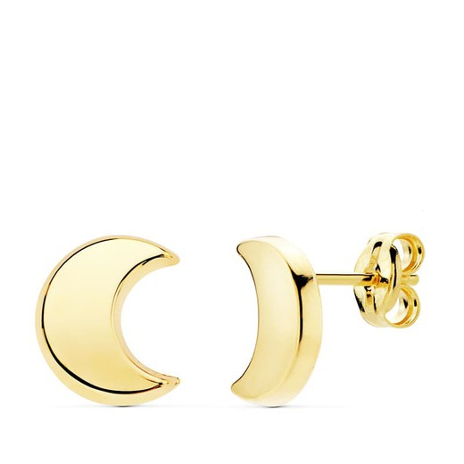 18kt Gold Earrings Half Moon Smooth 9X8mm 18895
