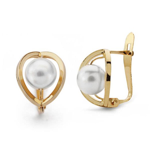 Boucles d'oreilles perles en or 18 carats 12X8mm 11213