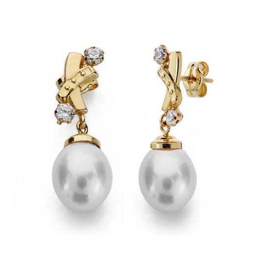 Boucles d'oreilles perles en or 18 carats 22X7 mm 15868-OA