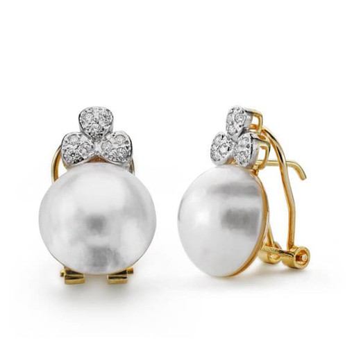 Boucles d'oreilles en or 18 carats perle australienne 12 mm 3497-1