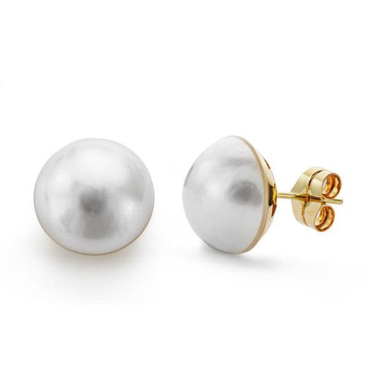Boucles d'oreilles en or 18 carats avec perle australienne 13-14 mm 8866