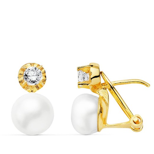 Ohrringe mit Perlenknöpfen aus 18-karätigem Gold, 13 x 7 mm, 11227