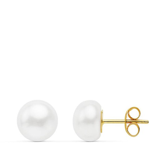 18kt Gold Pearl Button Earrings 8-8.5mm 18838