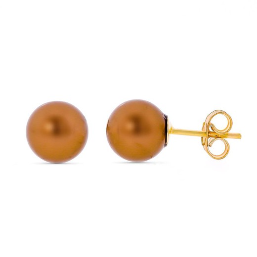 Boucles d'oreilles en or 18 carats perle chocolat 7 mm 15586