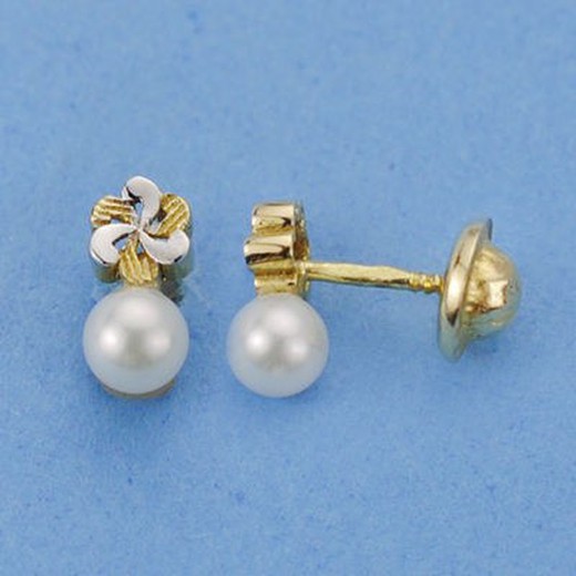 18-karatowe złote kolczyki z perłą Helix 18077