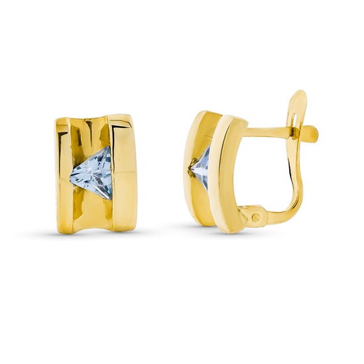 18kt Gold Earrings Aquamarine Stone 10X7mm 11595-AM