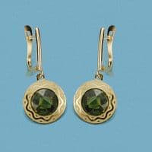 18kt Gold Earrings Stone Color Catalan Clasp 15427