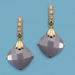 18kt Gold Earrings Colored Stone Pressure Closure 15462