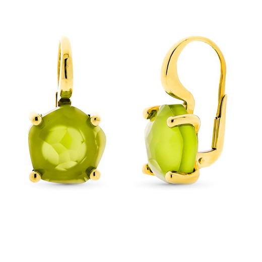 Ohrringe aus 18-karätigem Gold, grüner Stein, 12 mm Krallen, 15297-VE